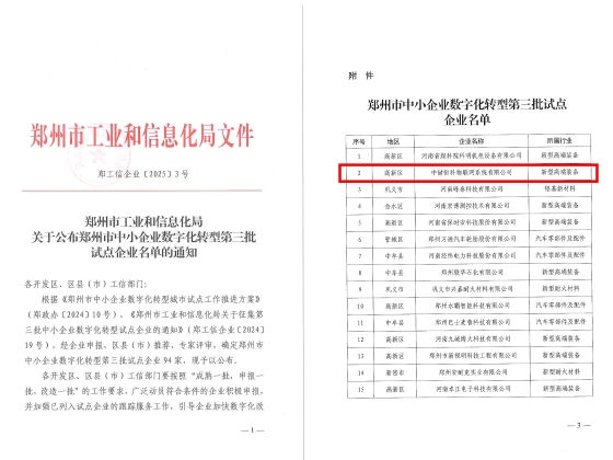 中儲恒科入選鄭州市中小企業數字化轉型第三批試點企業名單